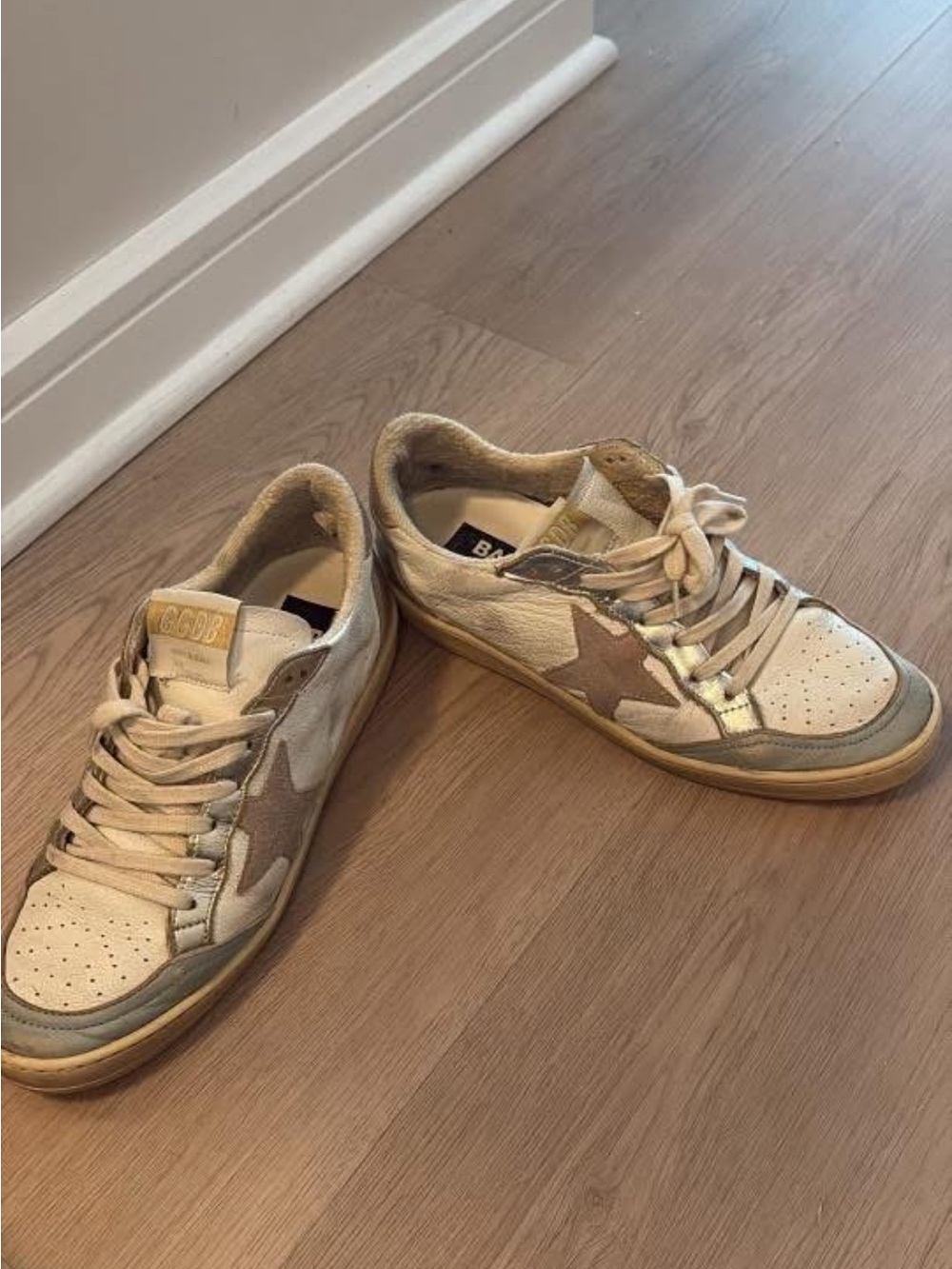 Golden Goose Beige, Cream and Tan Logo-Accent Sneakers